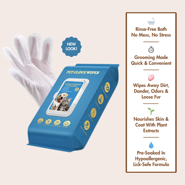 Deodorizing Cat & Dog Grooming Glove Wipes
