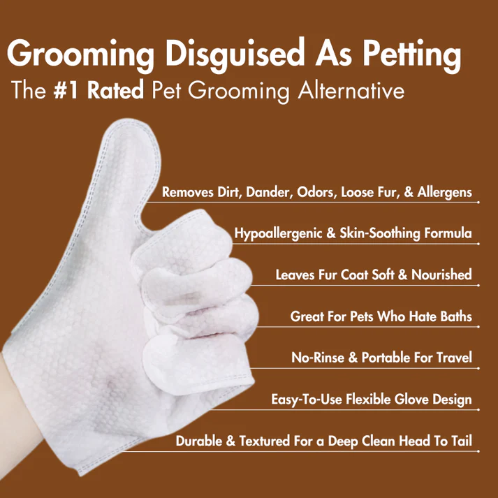 Deodorizing Cat & Dog Grooming Glove Wipes